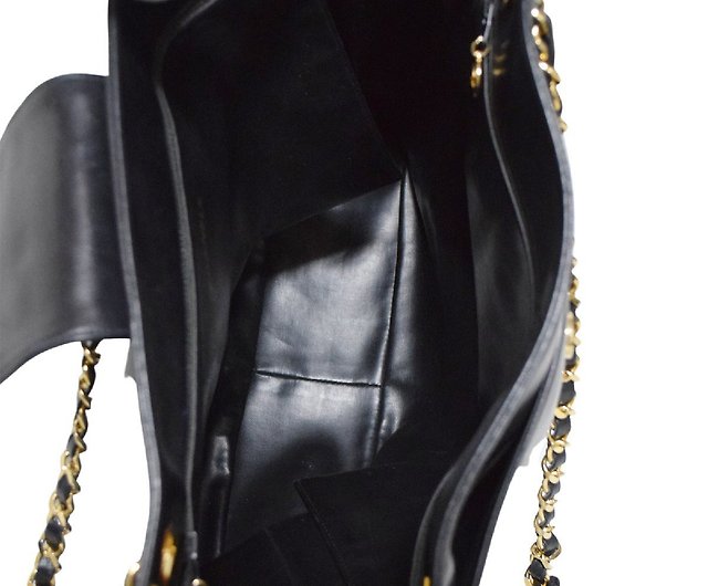 LA LUNE】Rare second-hand Chanel black chain shoulder tote bag