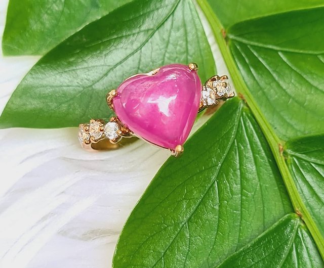 Pink Sapphire Heart Ring Gold Natural Pink Sapphire Heart 