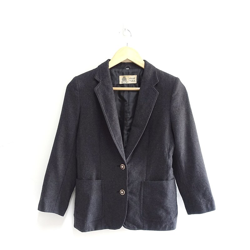 │Slowly│Wool suit - vintage jacket │vintage. Retro. Literature. Made in Japan - Women's Casual & Functional Jackets - Wool Gray