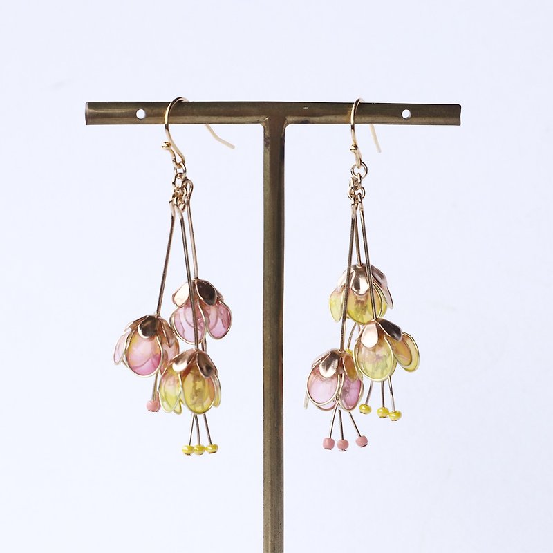 Floret earrings yellow and pink - Earrings & Clip-ons - Other Materials Yellow