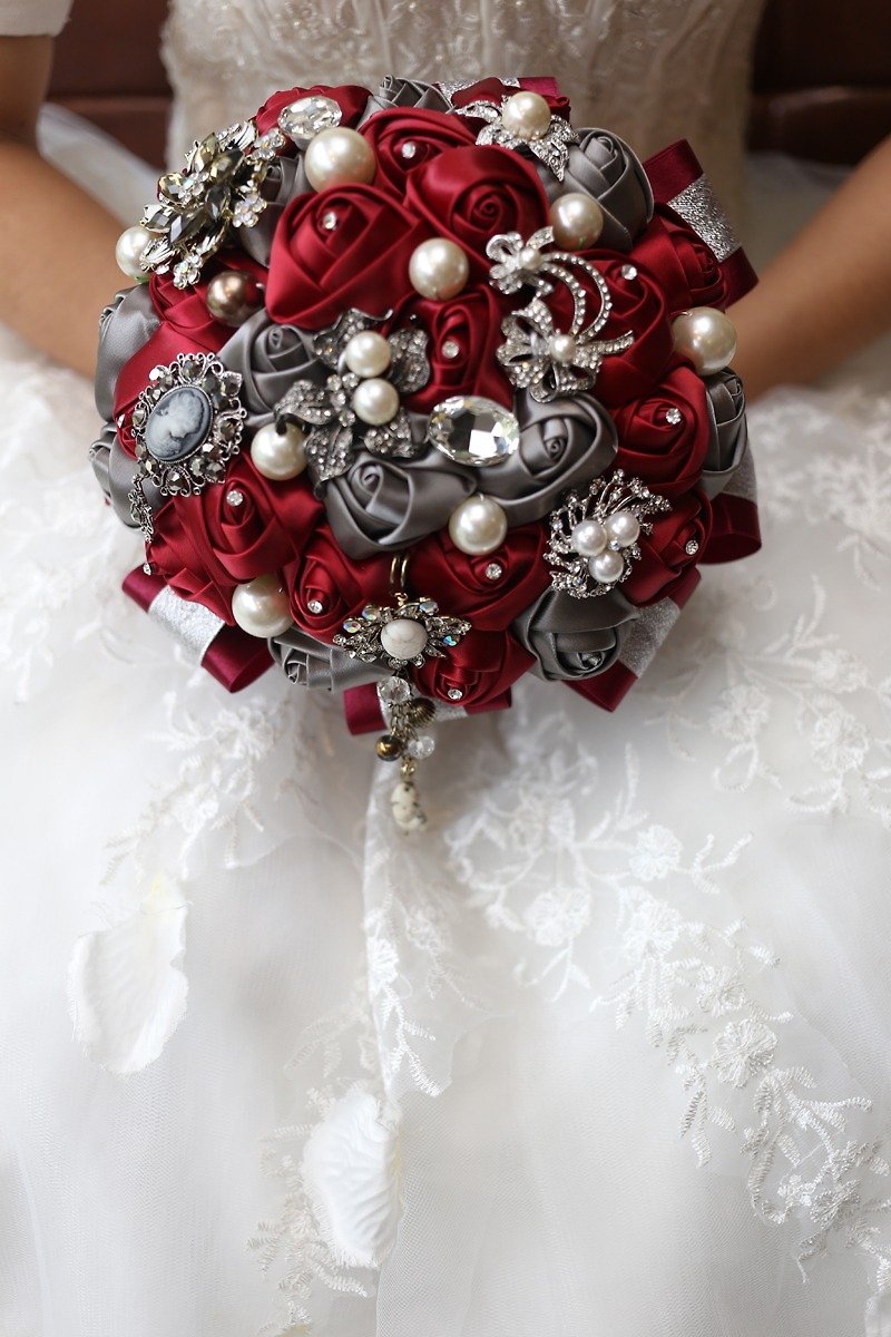Yingluo Manor**Red-Gray Series-Lu Hongyan Purple/Jewelry Bouquet/Custom Made/Wedding Gift - ช่อดอกไม้แห้ง - เส้นใยสังเคราะห์ 
