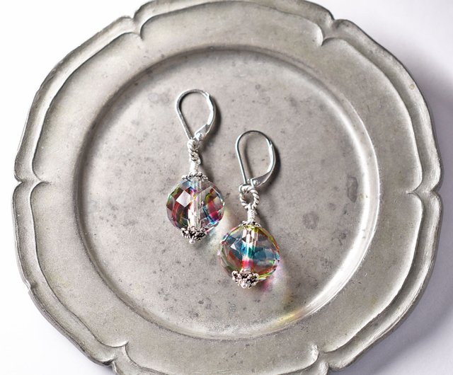 SILVER アンティークガラス アイリスガラス ネックレス ピアス 指輪f26 イギリス買付】 アイリスガラス シルバー830 ネックレス