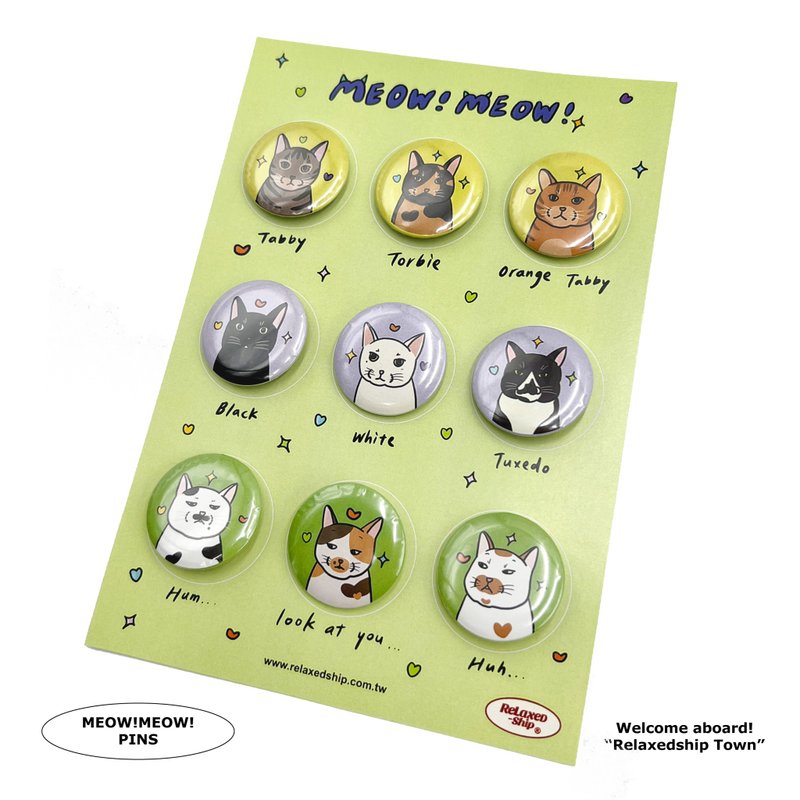 Cat illustrated badge/pin - เข็มกลัด/พิน - โลหะ หลากหลายสี