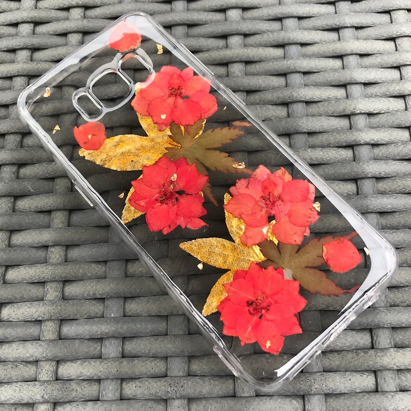 Samsung Galaxy S8 ケース 本物のお花使用 スマホ　押し花 004 - スマホケース - 寄せ植え・花 レッド