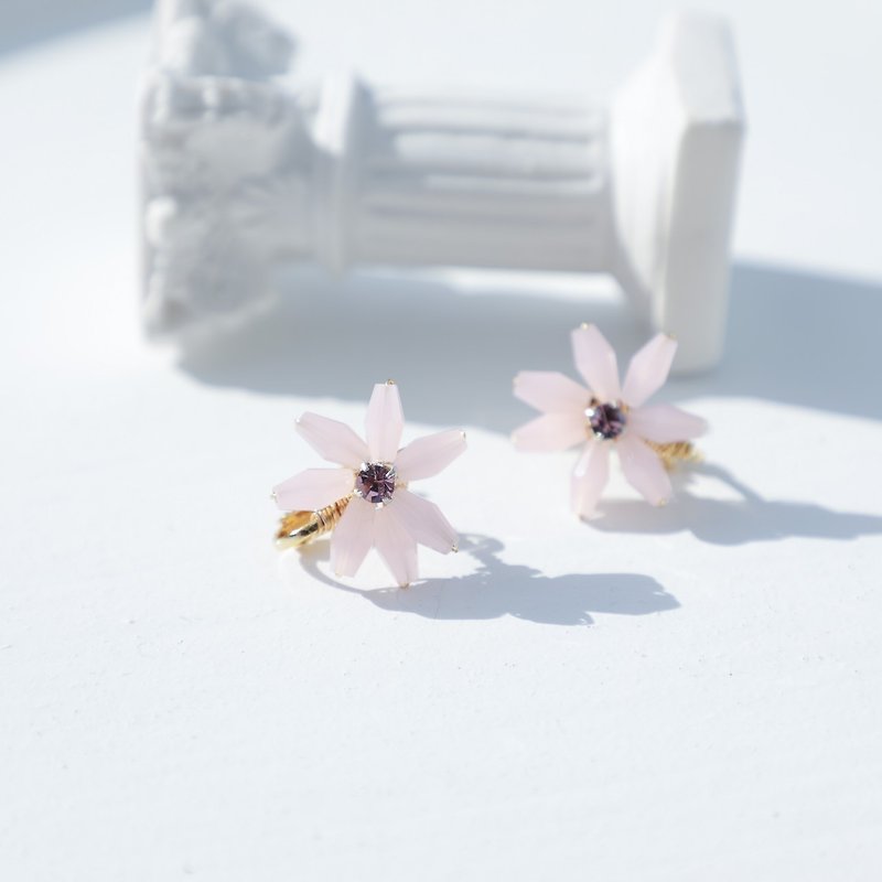 Felicidad/forget-me-not/pink crystal - Earrings & Clip-ons - Crystal Pink