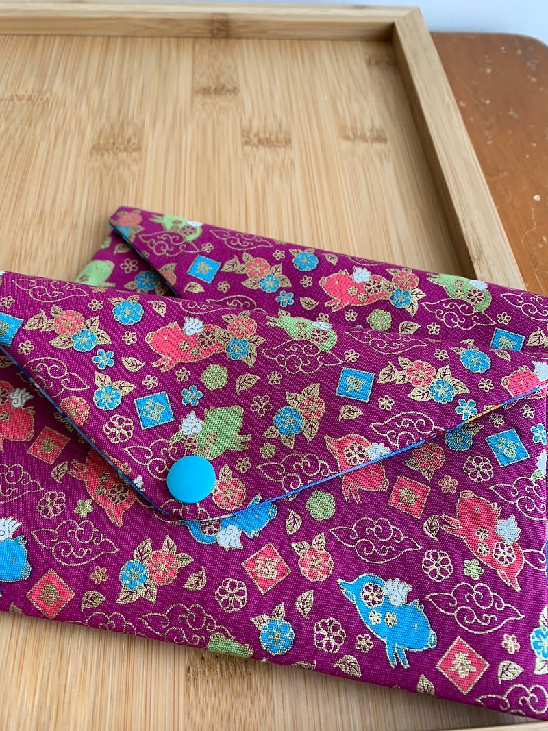 Little Pig Flying Red Packet- Peach Purple Passbook Bag Wedding Universal Bag - Wallets - Cotton & Hemp Purple