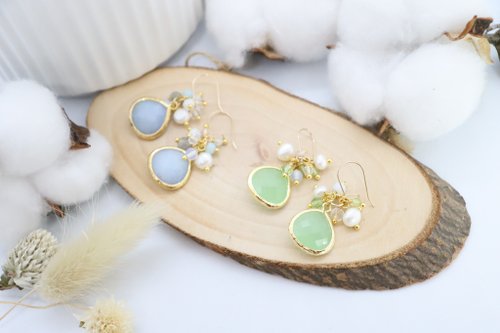 AnnaJewelleryStudio (14K Gold-Filled Hook) Teardrop Crystal Stone Cluster Gorgeous Green Earrings