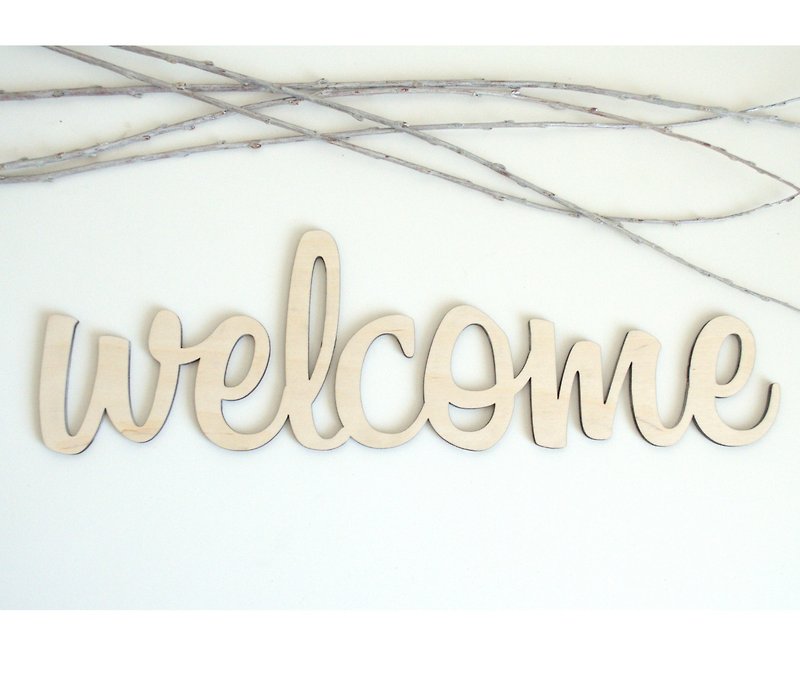 Wooden Welcome Sign, Welcome Wood Word, Welcome Handing Sign