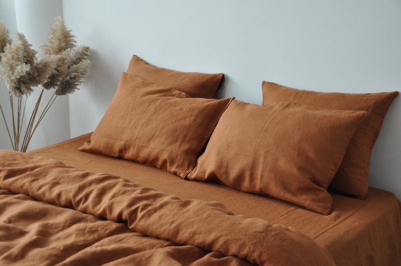 Cinnamon linen pillowcase / Brown pillow cover / European, American, Taiwan size - Bedding - Linen Brown