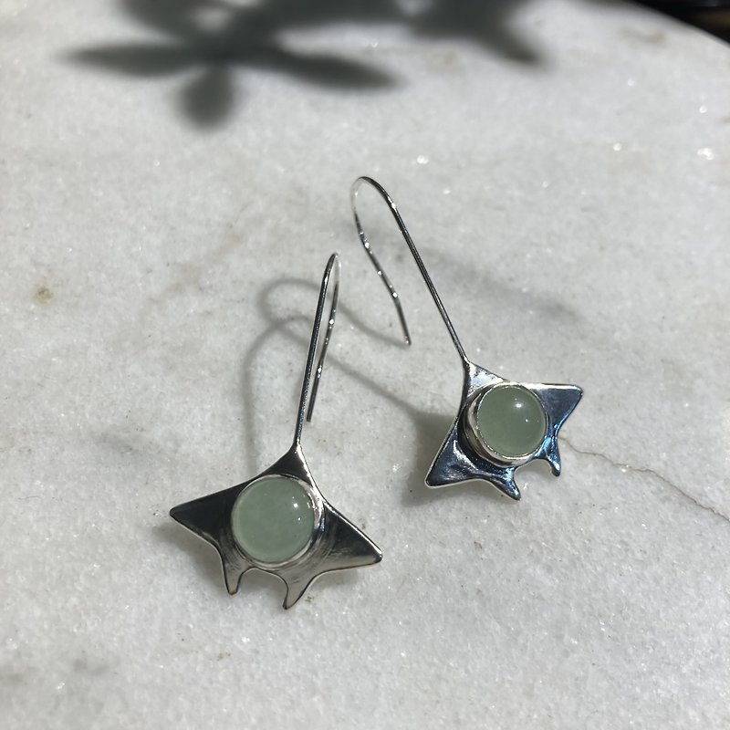 Prehnite Ray Earrings - Earrings & Clip-ons - Sterling Silver Green