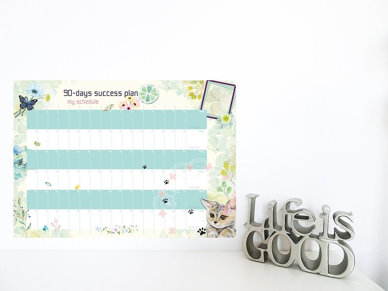 90-day schedule countdown stickers calendar wall stickers schedule table goal reached 2 groups - Calendars - Paper Green