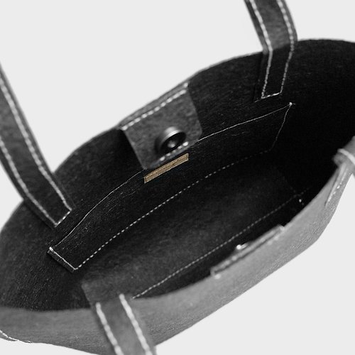 Handmade, Sustainable, Eco-friendly, Vegan, Cruelty-free MINA Structured Tote Grey Black Coconut Leather