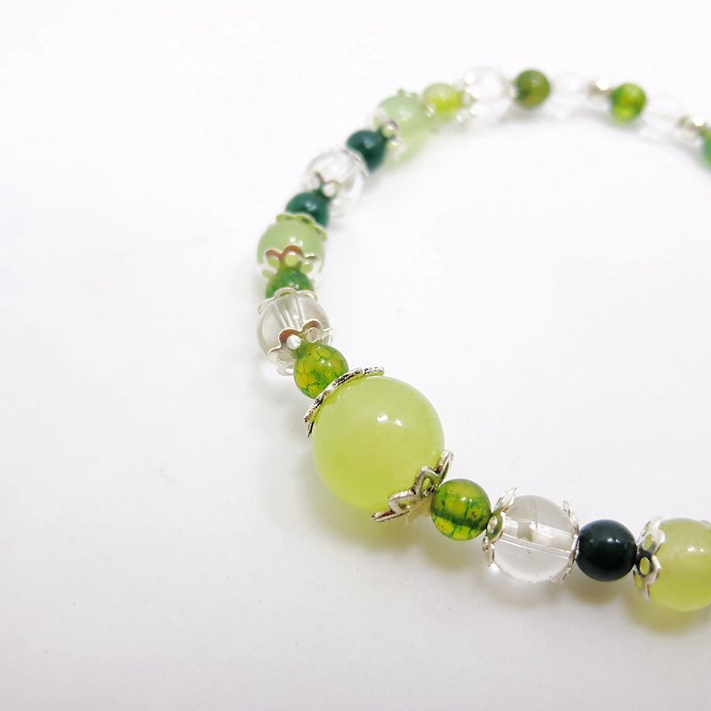 H9 ~ natural stone bracelet ~ can knock word ~ ​​alloy design section - Bracelets - Gemstone Multicolor