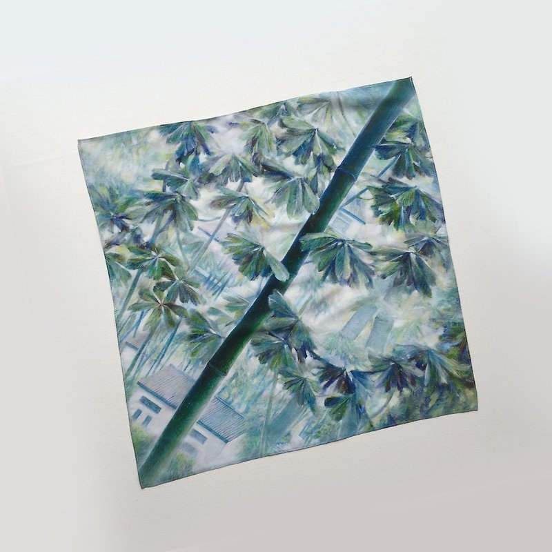 Magnolia two art printing square - ผ้าพันคอ - ผ้าไหม 