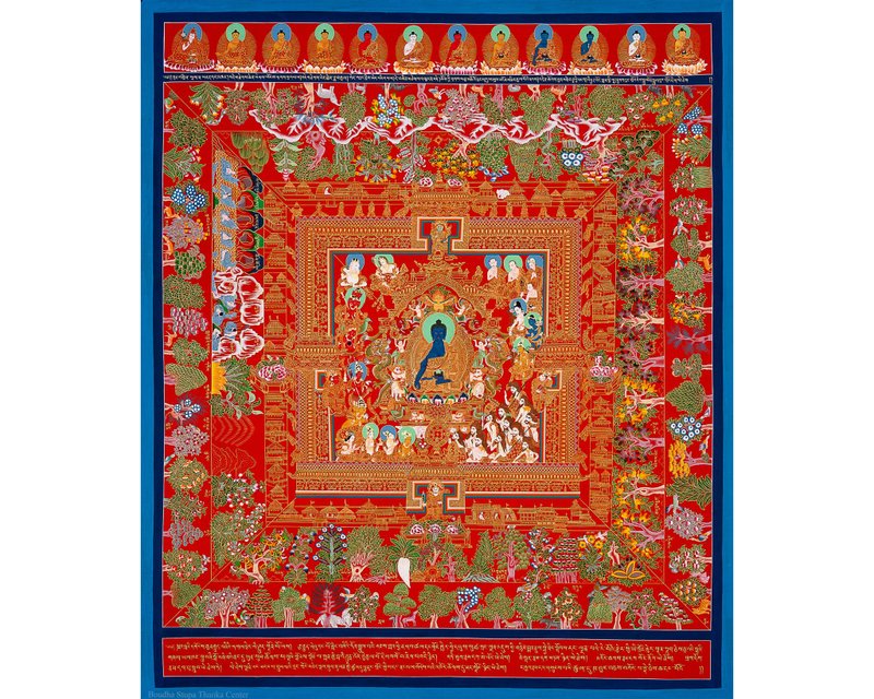 Medicine Buddha Mandala: Healing and Compassion in Sacred Geometry - 壁貼/牆壁裝飾 - 24k 金 