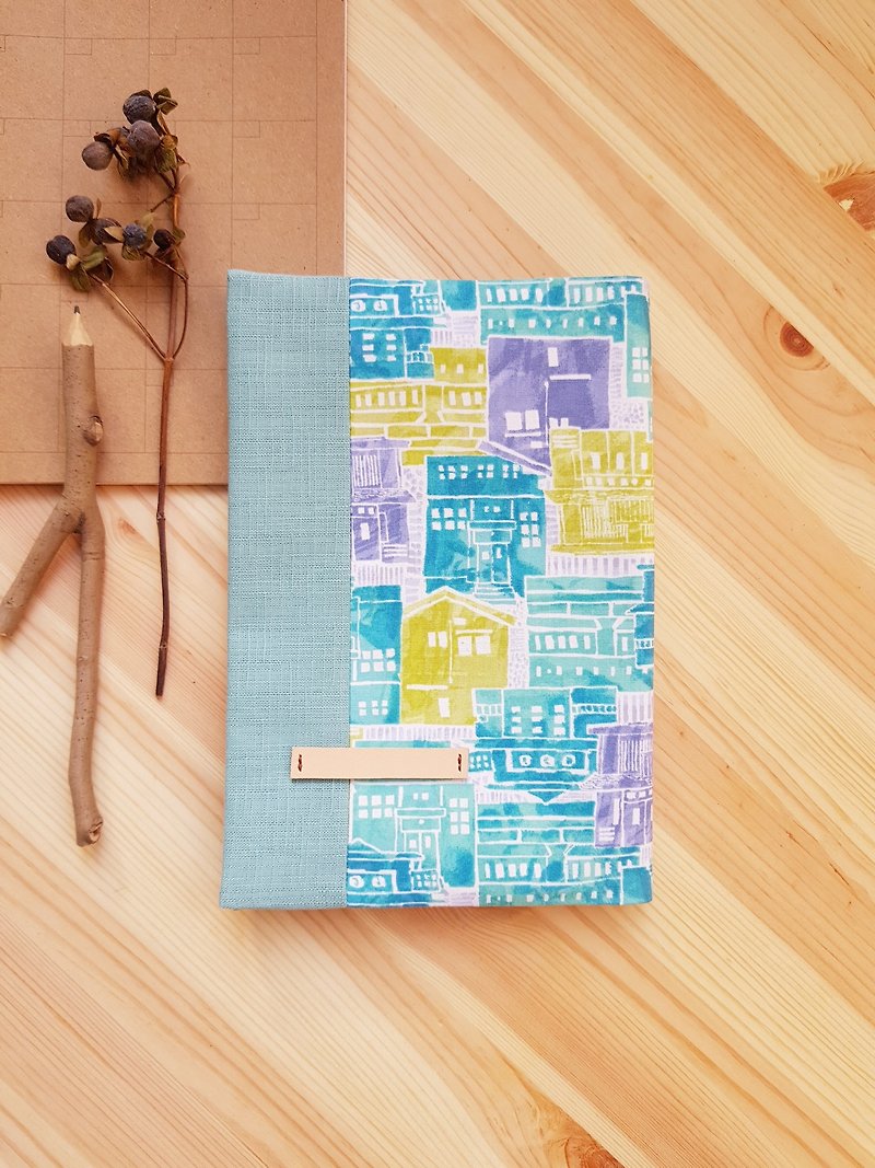 A5/25K adjustable cloth book book pastel fairy tale house - ปกหนังสือ - ผ้าฝ้าย/ผ้าลินิน สีเขียว