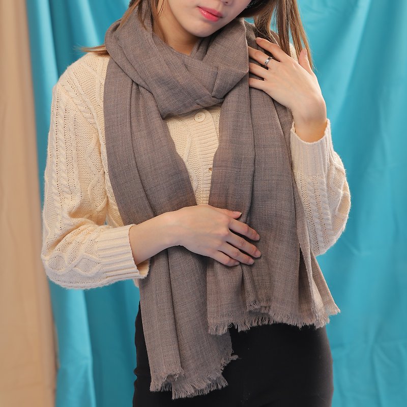 Cashmere cashmere scarf/shawl undyed primary dark brown thin ring velvet - Knit Scarves & Wraps - Wool Brown