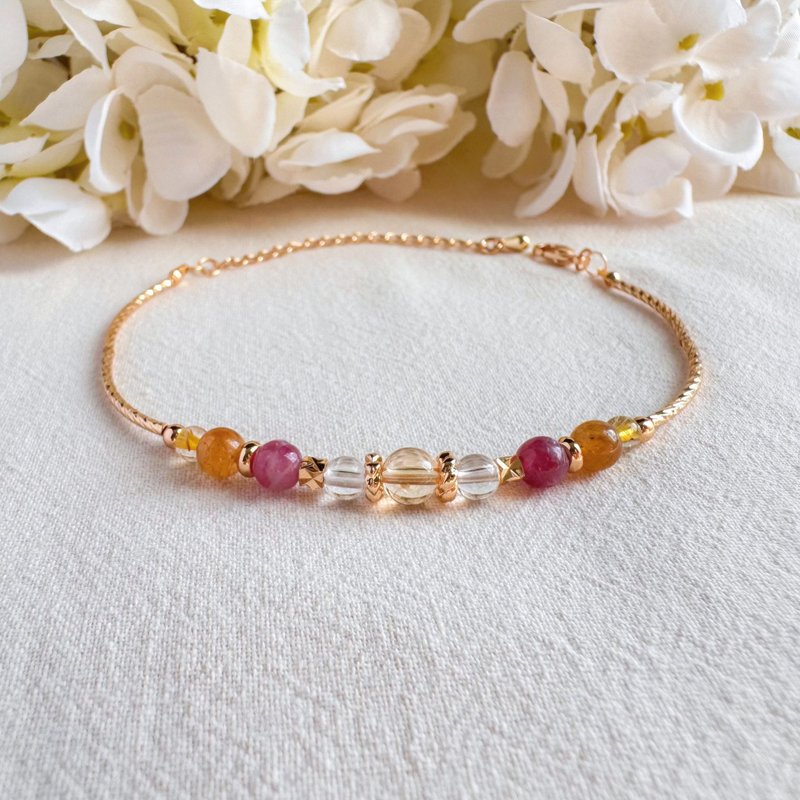 黃水晶 白水晶 黃碧璽 紅碧璽 金髮晶 | 招財旺運 | 手鍊手環 - 手鍊/手環 - 寶石 黃色