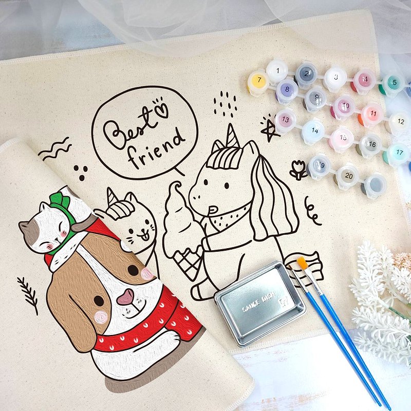 DIY material wrapping cloth and painting hand-painted placemats Christmas gift exchange special - วาดภาพ/ศิลปะการเขียน - วัสดุกันนำ้ หลากหลายสี