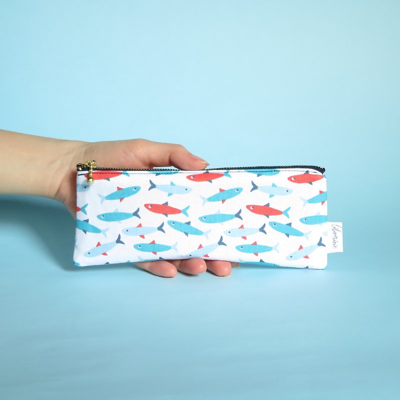 French fabric fish pen case flat charme charme - Pencil Cases - Other Materials Blue