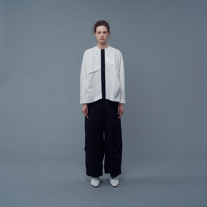 2302B18 - 女襯衫 - 棉．麻 白色
