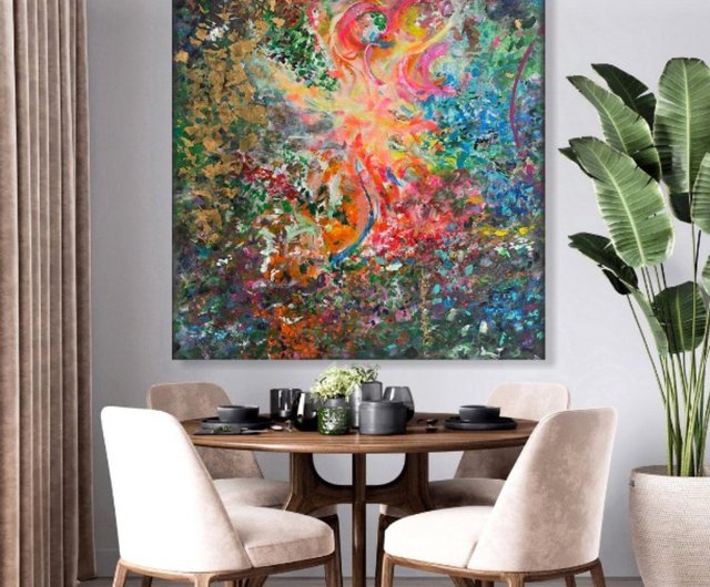 絵画 油絵 現代美術 デザイン画キャンバス カラフルな絵画キャンバス上の抽象アートオリジナルの油絵現代絵画