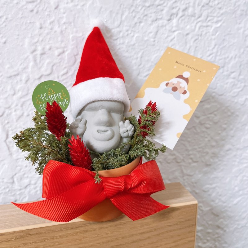 [Christmas Selection] Moai Round Series Diffusing Stone Exchange Gift Christmas Flower Gift Christmas Gift Box - Fragrances - Cement 