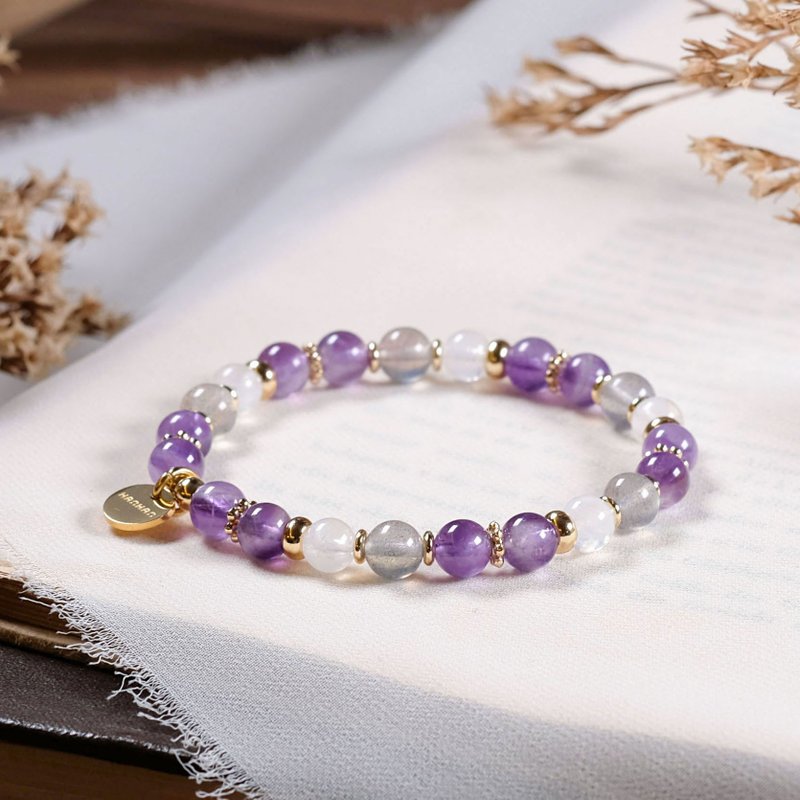 Amethyst labradorite moonstone bracelet ore crystal - Bracelets - Gemstone Purple