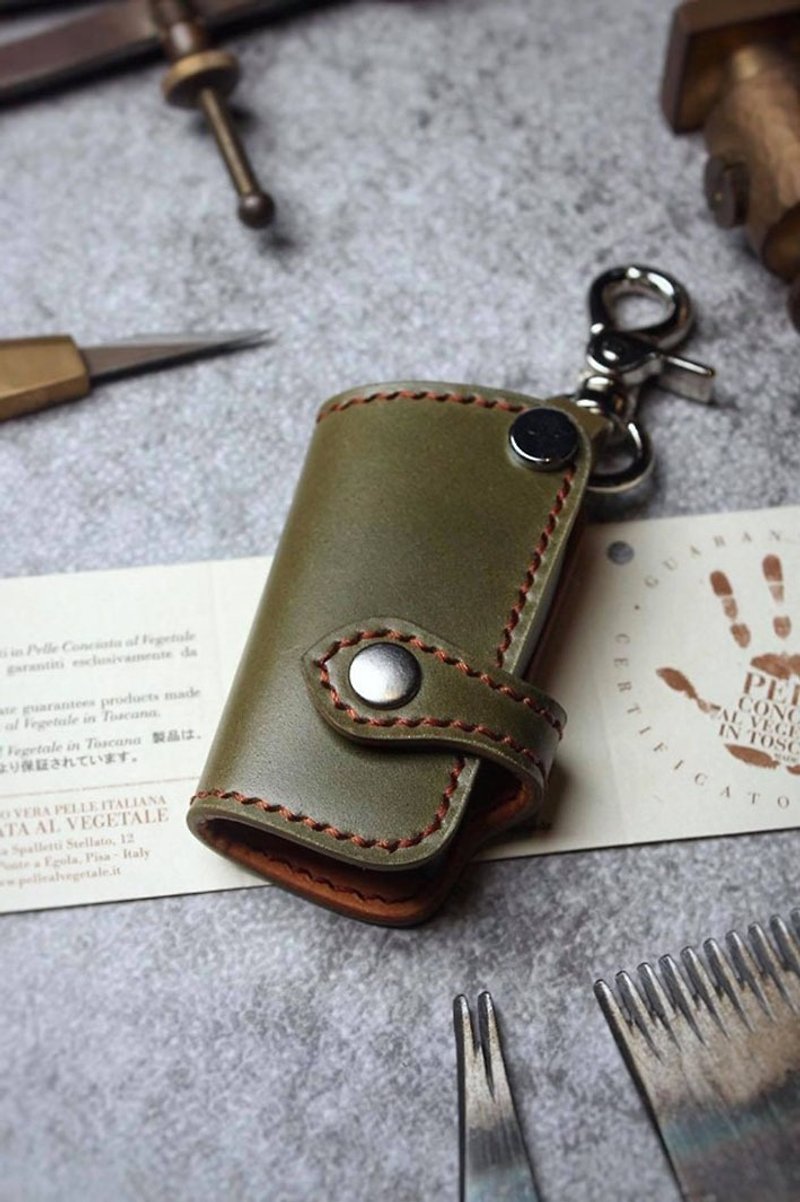 [Poseidon boutique handmade leather goods] [Customized version] Benz car key case leather case - Keychains - Genuine Leather 