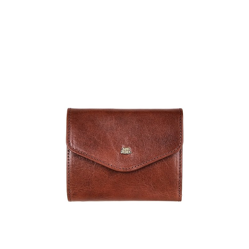 Genuine Leather Wallets Brown - [SOBDEALL] Vegetable tanned leather classic envelope style short clip