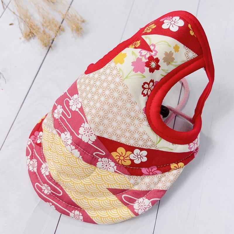 Japanese Pattern Pet Sun Hat Dog Sun Hat XL - ชุดสัตว์เลี้ยง - ผ้าฝ้าย/ผ้าลินิน สึชมพู