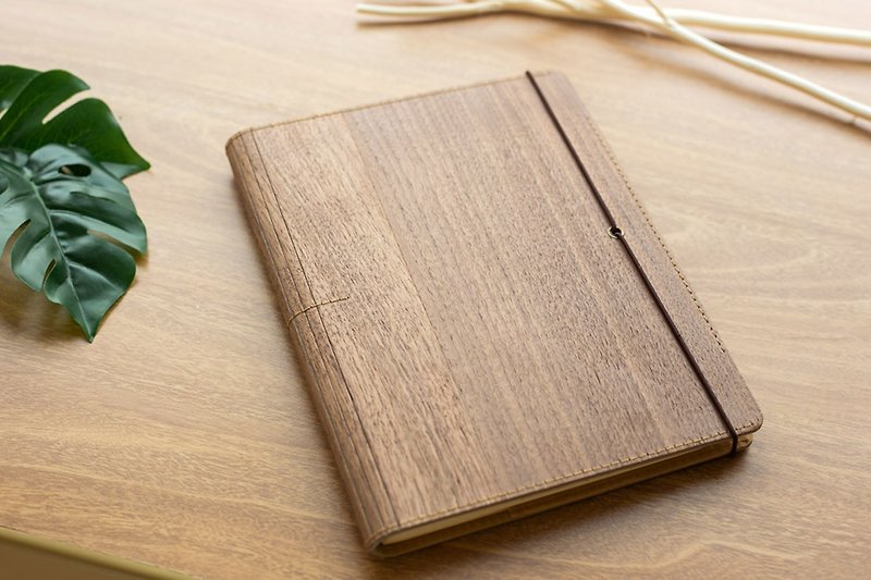 Prow Natural Wood Cover Elastic Strap NoteBook , Refillable A5, Walnut - 筆記簿/手帳 - 木頭 咖啡色