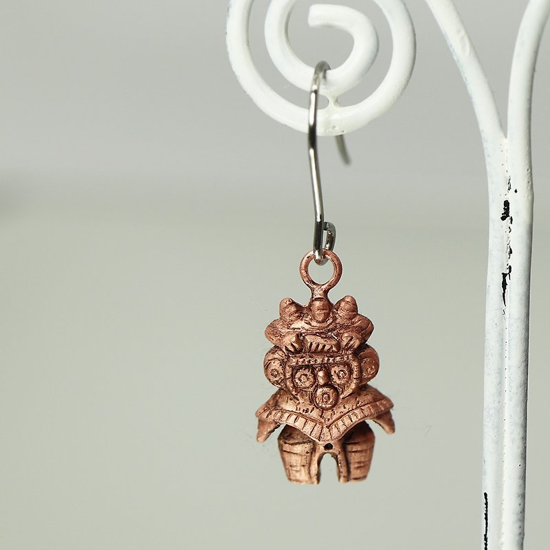 Jomon bean clay figurine [Mimizuku clay figurine one ear pierced earrings] 659-344 / Made of pure copper
