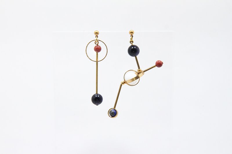 CHEMISTRY Conceptual Design Asymmetric Earrings - Earrings & Clip-ons - Copper & Brass 