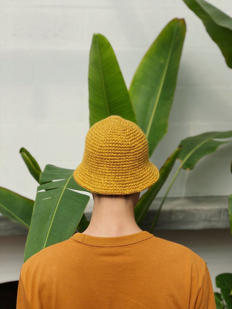 Crochet Cloche Hat/Yellow - 帽子 - 棉．麻 黃色
