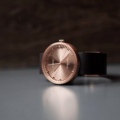 Handiin LEFF amsterdam｜tube 北歐工業齒輪設計真皮腕錶 (38mm, 玫瑰金、棕皮帶)