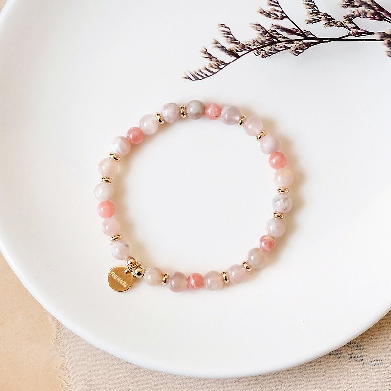 String Series cherry red agate ore crystal grain Stone bracelet - Bracelets - Gemstone Pink