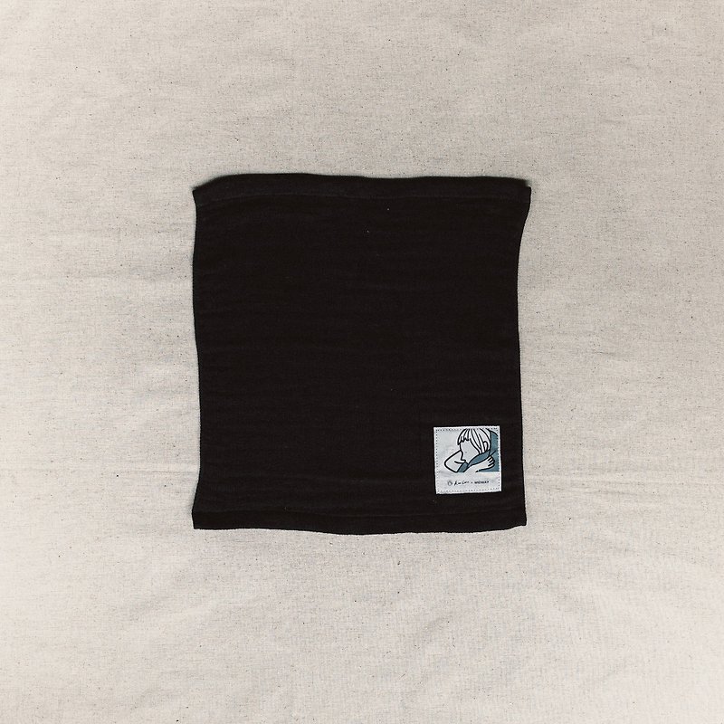 【Rooo Lou × MIDWAY】Osaka Quanzhou 2.5-layer Organic Cotton Hand Towel - ผ้าเช็ดหน้า - ผ้าฝ้าย/ผ้าลินิน สีดำ