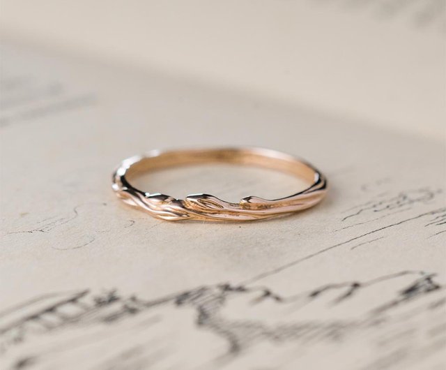 金箔結婚指輪 Juu | 14Kローズゴールド結婚指輪 | ユニークな