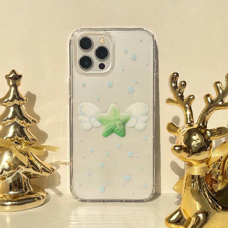 【Christmas Package】 Angel's Star: Green Transparent Phone Case(MagSafe optional) - Phone Cases - Plastic 