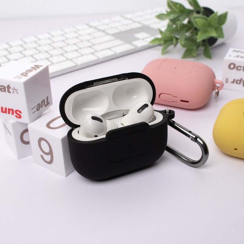 AirPods Pro 2代 開關按鍵防摔矽膠掛繩掛鉤保護殼(連體款) - AirPods/耳機保護套 - 其他材質 多色