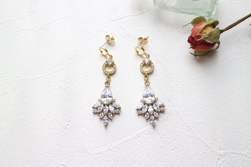 Aegean Sea-Brass handmade earrings - ต่างหู - ทองแดงทองเหลือง สีทอง