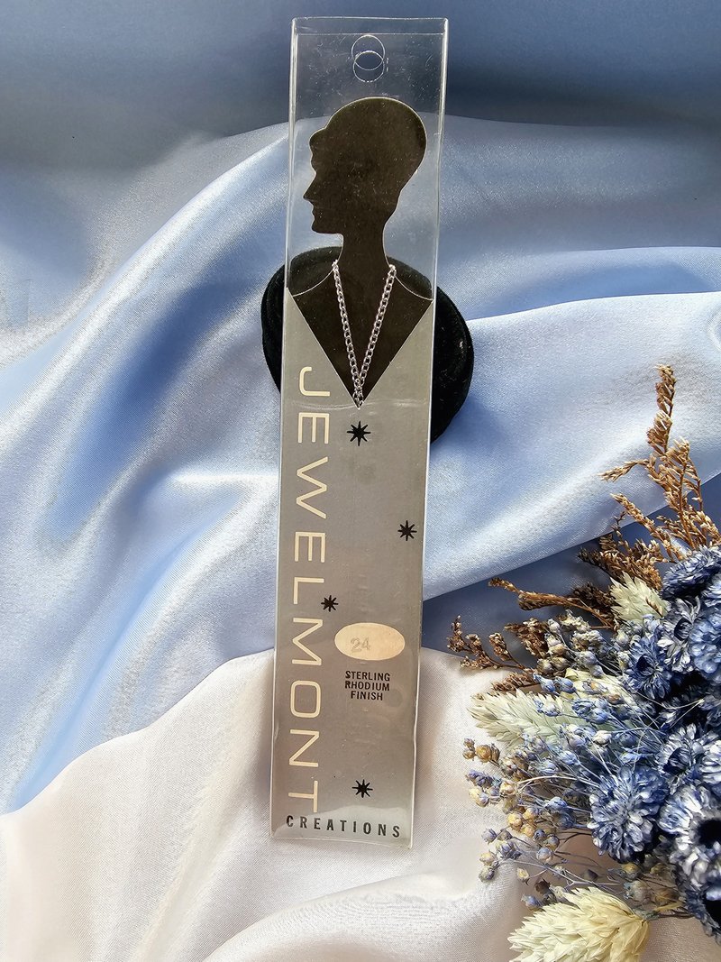 STERLING オブリークカット シャイニー スターリングシルバー ネックレス/レトロ ヒューマノイド ペーパーカード ヴィンテージ ウエスタン アンティーク ジュエリー 24 - ネックレス - スターリングシルバー 