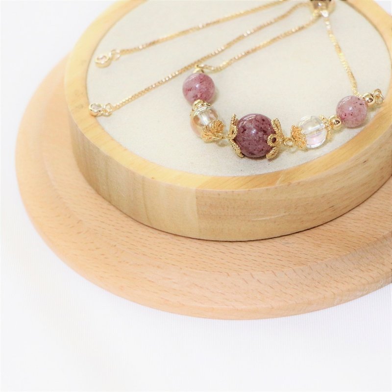 Crystal natural stone design | old mine strawberry crystal white Stone crystal bracelet 14K gold-invited for plum _