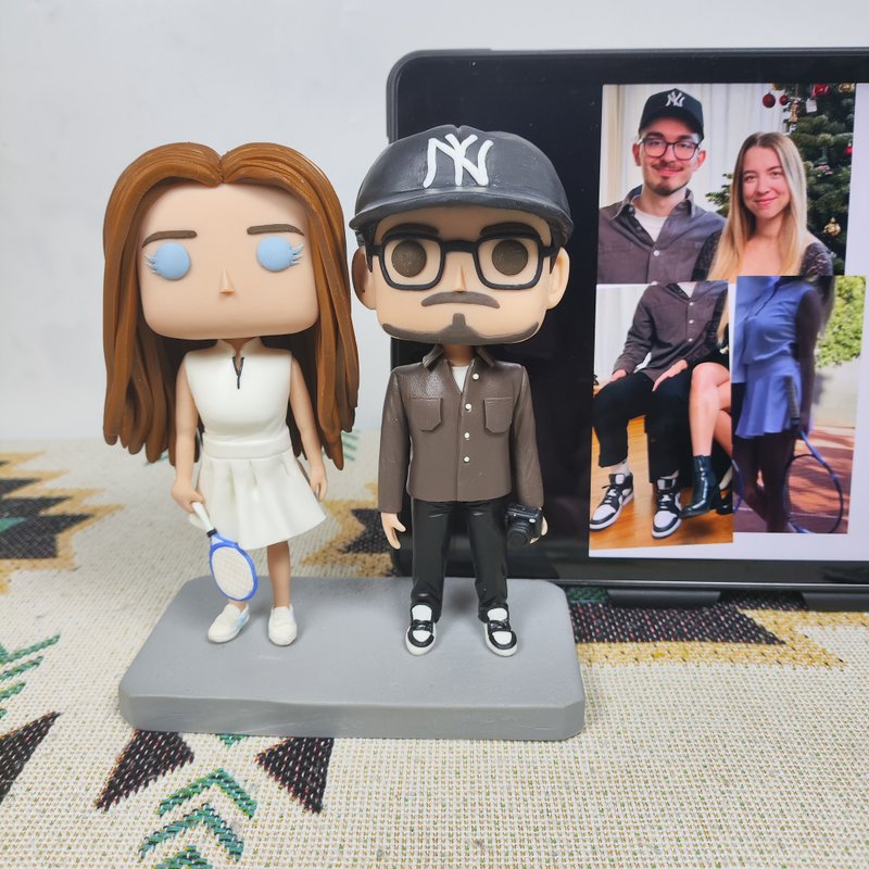 客製化3D人像公仔 訂製手工Funko Pop情侶父母夫妻結婚週年禮物 - 公仔/玩偶 - 黏土 多色