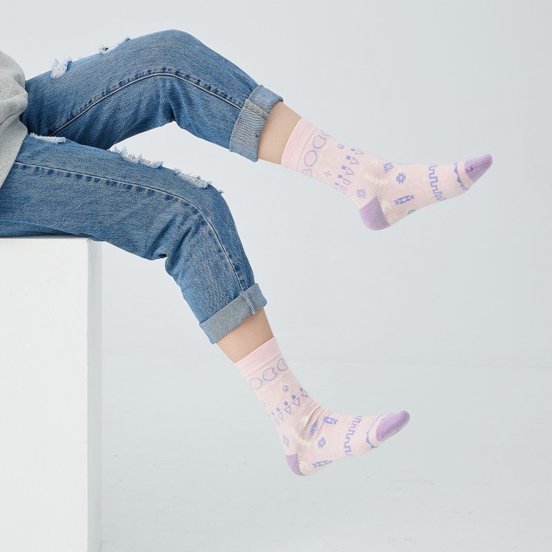 Dream Seeker/Pink(F)-MIT designed mid-calf socks - ถุงเท้า - ผ้าฝ้าย/ผ้าลินิน สึชมพู