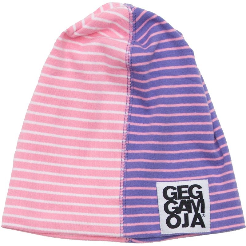 [Nordic children's clothing] Swedish organic cotton stitching striped children's hat 2 to 4 years old pink/purple - หมวกเด็ก - ผ้าฝ้าย/ผ้าลินิน สึชมพู
