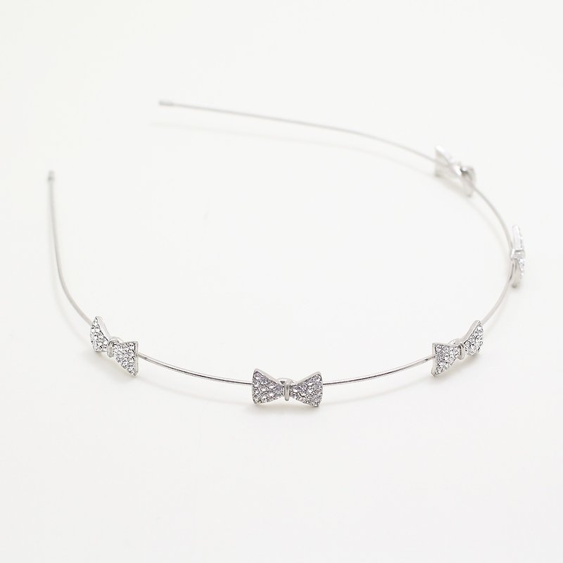 Bridal Headband silver ribbon,silver flower hairband,  ribbon cute Style bridesm - 髮帶/頭箍 - 銅/黃銅 灰色