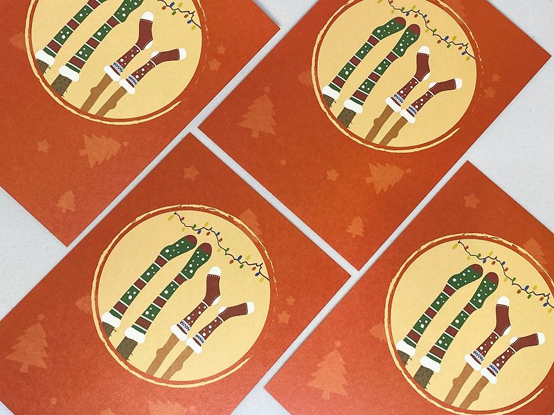 仲良しクリスマスストッキングポストカードカード - カード・はがき - 紙 