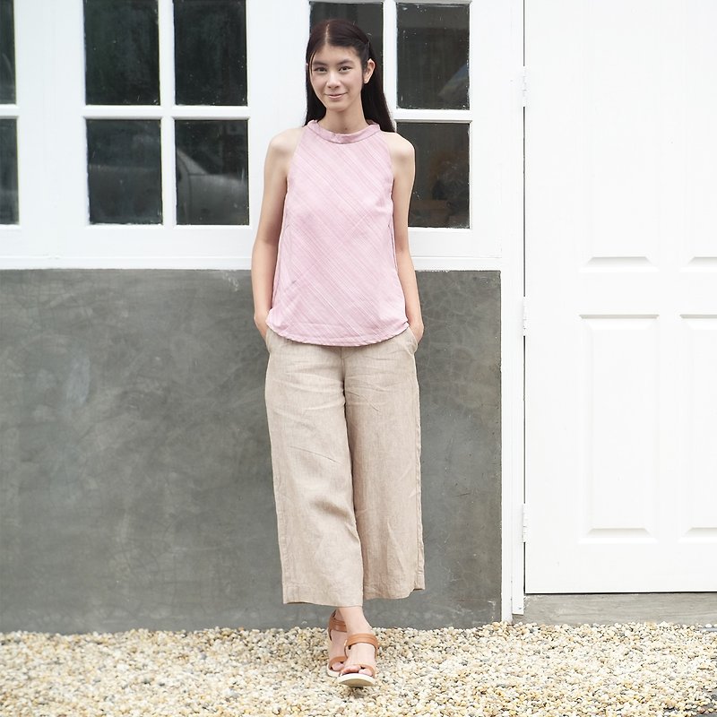 Zen Garden #1 / Linen Culottes Natural Color - กางเกงขายาว - ผ้าฝ้าย/ผ้าลินิน สีเทา